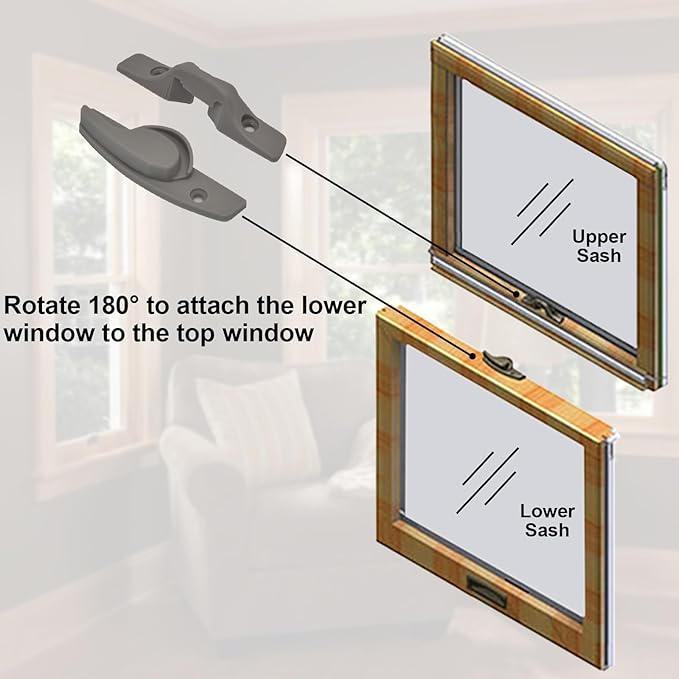 Window Sash Lock & Latch and Keeper Replacement for Andersen 200 Series Narroline and 400 Series Tilt-Wash Double-Hung Windows 1968 to Present (2 Pack, Stone Color)