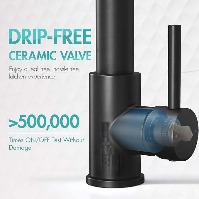 Kitchen Faucet,Kitchen Faucets with Pull Down Sprayer AIMADI Commercial Style Single Handle Matte Black Kitchen Faucet with Sprayer