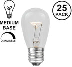 Novelty Lights 5 Pack S14 Outdoor Patio Edison Replacement Bulbs, E26 Medium Base, Clear, 11 Watt