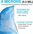 MAXIFILM 16ft x 350ft Roll of Blue Overspray Paintable Masking Plastic Sheeting -8 Micron, 0.3 Mil, Protective Masking Film Cover, Auto Painting, Cover Cloth Home Walls Furniture (1, 16ft x 350ft)