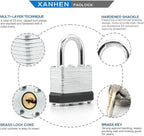 Keyed Alike Laminated Steel Padlocks with Normal Shackle for Sheds, Fences & Lockers (12-Pack)