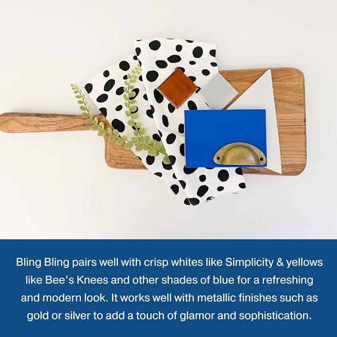 Country Chic All-in-One Chalk Paint for Furniture, Cabinets, Home Decor, Eco-Friendly, Matte Finish, Built-In Primer & Top Coat for Wood, Metal - Bling Bling (Royal Blue) - Quart 32 oz (950 ml)