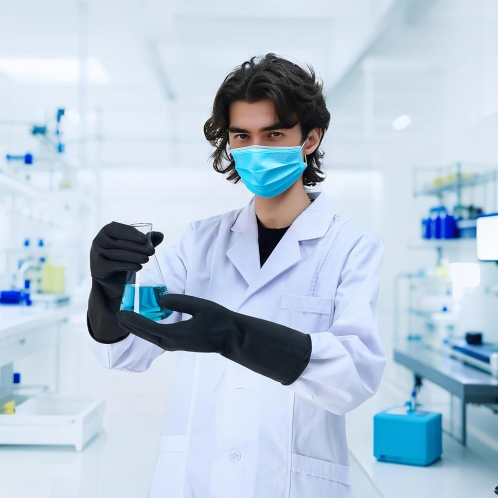 Bamllum 4 Pairs Black Rubber Dishwashing Gloves - Reusable Cleaning Gloves for Kitchen, Household, Anti-Slip, Flexible & Long-Lasting (Small)