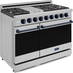 Gordon Ramsay by THOR Kitchen 48 Inch Professional Liquid Propane Range with Tilt Panel Touch Control in Stainless Steel/Navy Blue
