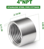 TAISHER 1PCS 304 Stainless Steel Cast Pipe Fitting, Coupling, 4" x 4" NPT Female Threaded