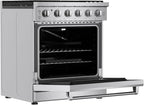 Empava 30 Inch Gas Range with True Convection, 4.55 Cu. Ft Oven, 18,000 BTU Power Burner for Searing, 5 Sealed Burners Cooktop, Convertible NG/LP, Stainless Steel, CSA Certified