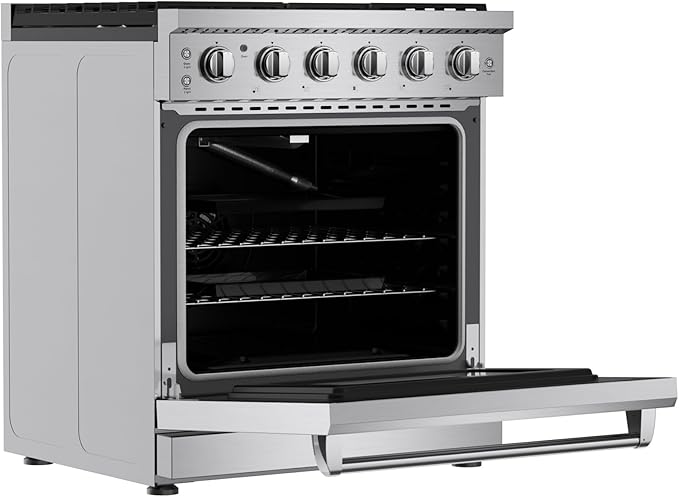 Empava 30 Inch Gas Range with True Convection, 4.55 Cu. Ft Oven, 18,000 BTU Power Burner for Searing, 5 Sealed Burners Cooktop, Convertible NG/LP, Stainless Steel, CSA Certified