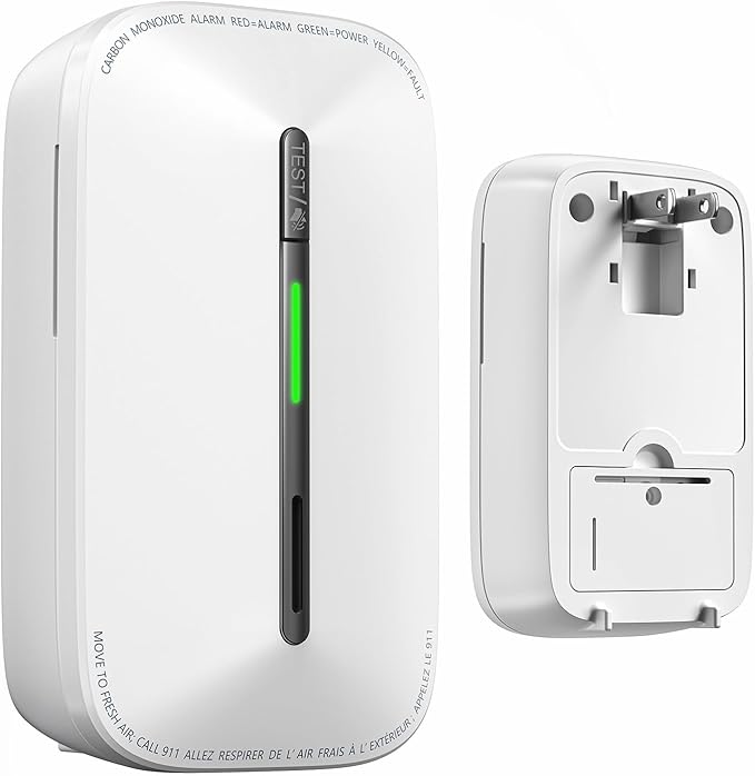 SITERWELL Plug in Carbon Monoxide Detector 10 Year Battery, CO Alarm Detector with Electrochemical Sensor and Sound Warning, AC Powered Portable Carbon Monoxide Detector for Home Office Travel,1-Pack