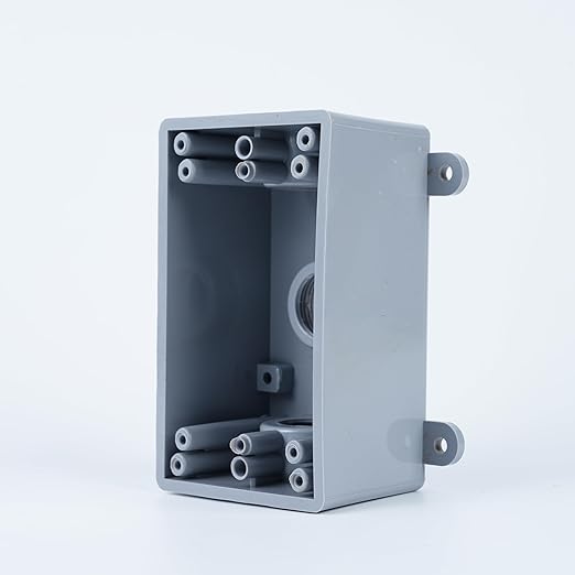 1/2-Inch or 3/4-Inch Weatherproof Electrical Junction Box with Adapters, Gray, Indoor/Outdoor Installation (Single-Gang 4PACK)