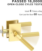 Asidrama 6 Pack Brushed Gold Privacy Door Handles, Door Lever with Door Knobs Indoor for Bedroom or Bathroom, Heavy Duty Door Handles Interior with Locks for Left Right Sided Doors