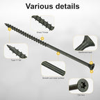 Wood Screws #10 x 5’’, T25 Star Torx Drive Flat Head Deck Screws, Green, 42Pcs (1lb)