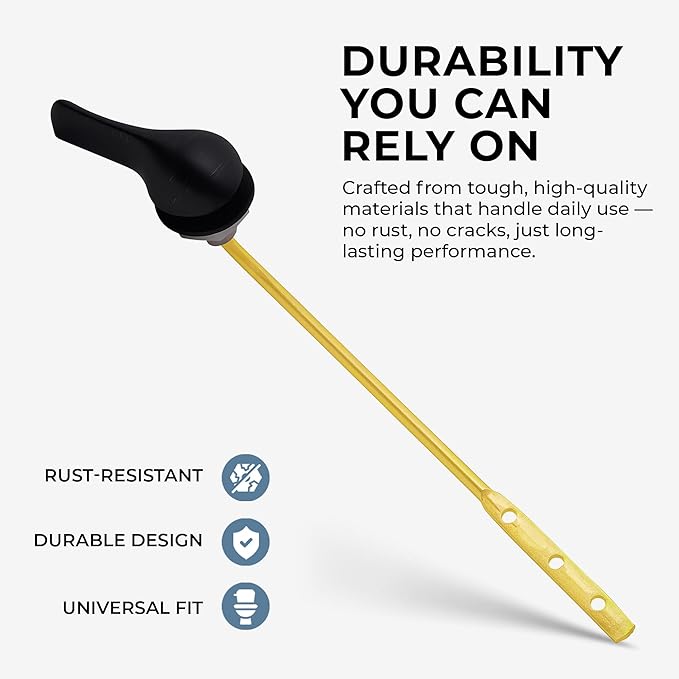 Qualihome Brushed Bronze Toilet Handle - Front Mount Bronze Toilet Flush Handle Lever Replacement - Universal Fit - Durable Design - Easy Installation - Ideal for Most Front Mount Toilets