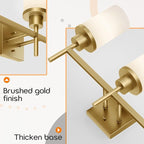 Bathrom Light Fixtures Modern Gold 3 Vanity Lights Over Mirror, Wall Lamps with White Frosted Glass Shade for Toilet Washroom Bath T001GD-L3