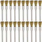 20PCS Brass Wire Brushes - Metal Rust Removal, Cleaning, and Polishing - 5mm Diameter, 1/8″ (3mm) Shaft - Removes Burrs, Dust, and Oxide Layer - Handles Rough Surfaces - Rotary Tool Accessories