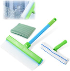 Recyclable Silicone Window Squeegee Kit, Window Cleaning Kit, Window Squeegee Cleaner Kit, with Silicone Squeegee & Microfiber Scrubber for Shower Glass Mirror Door Car (1Set)