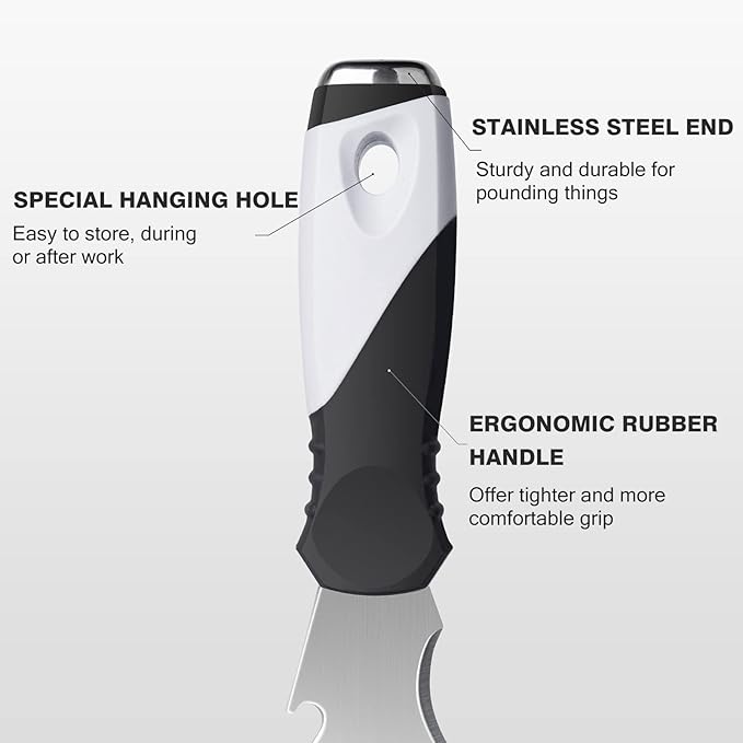 Mister Rui 2 Pack Putty Knife Set, 10 in 1 Paint Scraper Tool with 2 Inch Stainless Steel Painters Tool, Paint Scraper for Painting & Wood, Metal Scraper