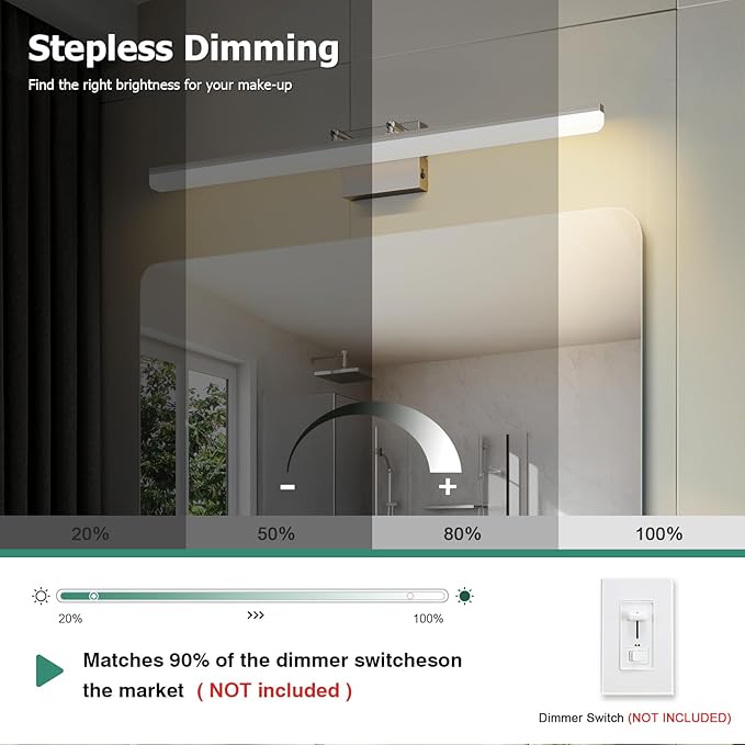 Brushed Nickel Vanity Light 31.5", 24W LED Dimmable Bathroom Light Bar with Adjustable Angle & 5CCT – Modern Long Wall Fixture for Bathroom, Powder Room, Bedroom, Apartment, Hotel