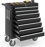 7-Drawer Rolling Tool Chest with Wheels, Tool Box with Locking System and Sliding Drawers, Heavy Duty Tool Box Organizer for Garage, Warehouse, Workshop (Black)
