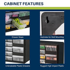 Akro-Mils 26-Drawer Plastic Drawer Storage Cabinet for Garage Organization, Bead Organizer, Building Bricks Storage, Teacher Toolbox, Makeup Organizer, 20-Inch W x 6-Inch D x 10-Inch H, 10124 White