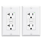 ELEGRP GFCI Outlet 20 Amp, Self-Test GFI Electrical Outlet with Narrow Design, GFCI Receptacle with LED Indicator, UL Listed, White, Wall Plate Included, 2 Pack