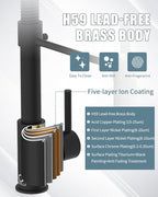 Kitchen Faucet, Black Kitchen Sink Faucets with Pull Down Sprayer, Single Handle Stainless Steel Faucets for Kitchen Sinks, Dual Function Spray Head, Farmhouse Kitchen Faucets