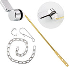 Houtingmaan Toilet Handle Replacement Kit,Toilet Handle Lever for Most Front Mount Toilets, Universal Brass Toliet Flush Handle Lever with Stainless Steel Flapper Chain,Chrome