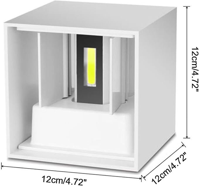 LED 20W Outdoor Wall Lights Exterior/Interior Porch Lights Outdoor Wall Up and Down Lights IP65 Waterproof Sconces Modern Outdoor Lighting Fixtures Square Aluminum White 6500K Cold Lights