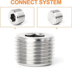 GASHER 20Pcs Stainless Steel Internal Hex Thread Socket Pipe Plug Fitting 1/8" 1/4" 3/8" 1/2" NPT Male