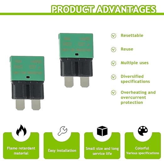 30A DC 12V-14V Auto Reset Circuit Breaker ATC/ATO Low Profile T1 Mini Blade Fuses Breakers for Car Trucks Marine Boat RV Solar and More,2 Pack
