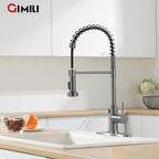 GIMILI Black Stainless Touchless Kitchen Faucet with AC Adapter, Smart Motion Sensor Hands Free Single Handle Kitchen Sink Faucet with Pull Down Sprayer