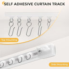 16.1FT Self Adhesive Ceiling Curtain Track No Drill, Curtain Track Ceiling/Wall Mount, Unbendable & Cuttable Track Curtain Rod for RV, Windows, Living Room, Bedroom