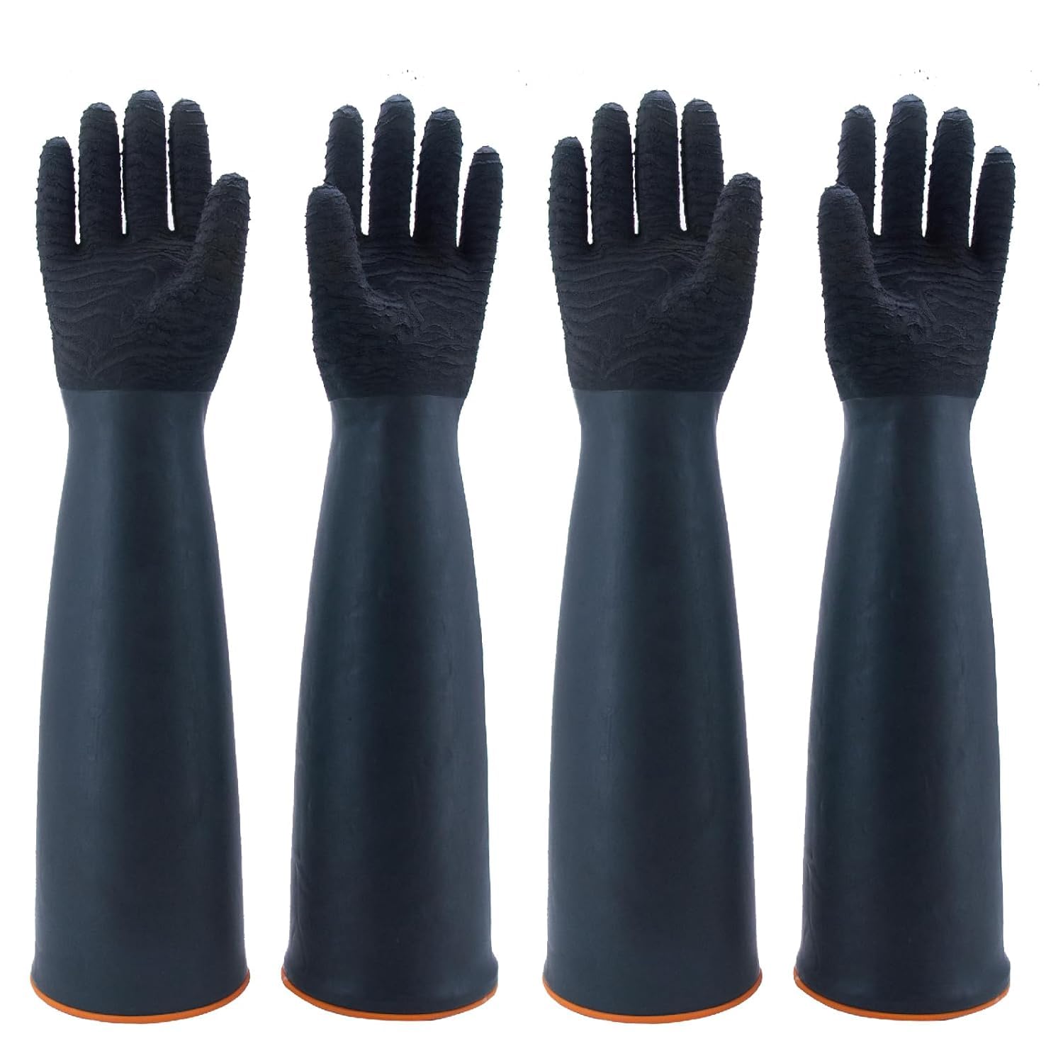 North Tower Chemical Resistant Gloves Rubber Heavy Duty Glove Work With Waterproof Gloves For Mens （14in,2 pair）