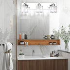 Aipsun Crystal Vanity Light Fixtures Modern Vanity Light for Bathroom Crystal Bathroom Lighting Fixture Wall Light Over Mirror 3 Lights(Not Include Bulb)