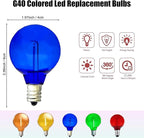 10 Pack G40 Multicolour Led Replacement Bulbs,E12/C7 Candelabra Base,1 Watt Shatterproof Colored Bulbs for Christmas Halloween Outdoor Indoor Decor (Multicolour)