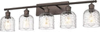 zeyu 35 Inch Farmhouse Bathroom Lighting Fixture, 5-Light Bathroom Vanity Light, Oil Rubbed Bronze Finish with Clear Hammered Glass, ZJF63B-5W ORB