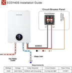 Tankless Water Heater Electric, ECOTOUCH 14kW 240V on Demand Electric Water Heater Instant Hot Water Heaters Under Sink Point of Use with Self-Modulating ECO140S White ETL Certificated