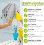 HOMEXCEL Grey Microfiber Glass Cleaning Cloths-6PK, 16"x14" Lint Free Window Cleaning Cloth, Glasses, Mirrors, Screens, Stainless Steel, Premium Microfiber Wipes for Cleaning, Glass and Window Cleaner