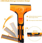 4" Razor Blade Scraper Tool – Wide Scraper Tool with 15 Extra Replacement SK5 Blades,Glass Cleaner for Stove Tops, Windows, Paint Removal and Adhesive Residues