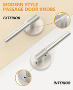 Asidrama 4 Pack Passage Brushed Nickel Door Handles, Door Lever with Door Knobs Indoor for Bedroom or Bathroom, Heavy Duty Door Handles Interior with Locks for Left Right Sided Doors