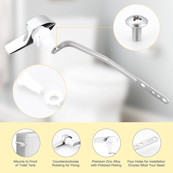 for Kohler 87115-CP Left Side Trip Lever, Toilet Flush Lever Handle Replacement Parts,Toilet Repair Kit Inside Tank,Polished Chrome