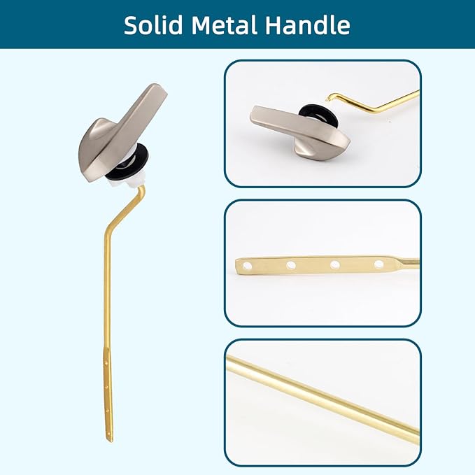 Universal Metal Side Mount Toilet Handle Replacement Kit Compatible with Kohler K-GP30324-CP/Glacier Bay Toilet with 1pc Flapper Chain, Toilet Flusher Lever, Brushed Nickel