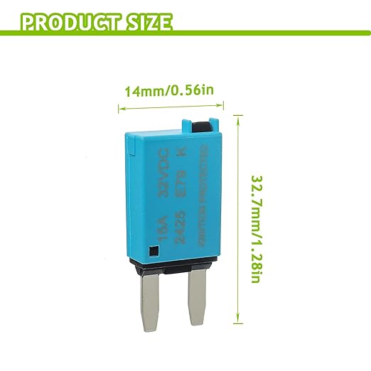 5A 10A 15A 20A 25A 30A DC 12V-32V Manual Reset Circuit Breaker ATM Low Profile T1 Mini Blade Fuses Breakers for Car Trucks Marine Boat RV Solar and More,2 Pack
