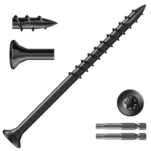#10 x 3 Inch Deck Screws (675Pcs) 10lb. Exterior Wood Screws. Carbon Steel, Black, Flat Head, Rust Resistant epoxy Coated, with T25 Star Bit