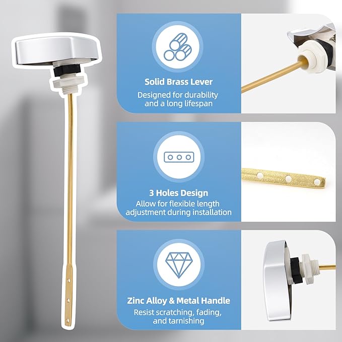 Hibbent Toilet Handle Replacement Compatible with TOTOTHU004-CP Trip Lvr for ST701, CST854, CST884,Side Mount Toilet Flush Handle, Flush Tank Lever, Chrome