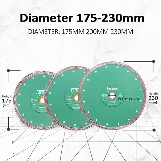 Diamond Porcelain Saw Blades - 9" Tile Blade 230MM Ceramic Cutting Disc with X Teeth Turbo Mesh Rim for Ceramic Tile Porcelain Granite Marbles