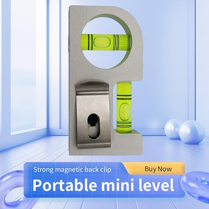 Solid aluminum alloy Mini level ruler portable mini level bubble meter with magnetic function TV stand installation (Silver Green)