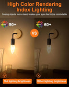 E12 60 Watt Incandescent Candle Light Bulbs, Chandelier Light Bulbs for Ceiling Fan, Vanity, Outdoor - Warm White 2500K, 500 Lumen Dimmable B10 Clear Candelabra Base Bulbs (12 Pack)