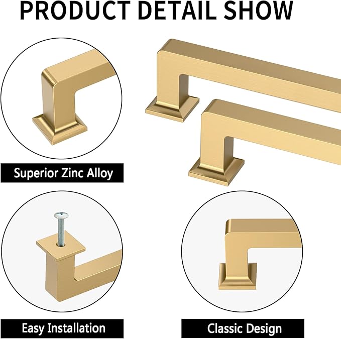 10 Pack 5"(128mm) Champagne Bronze Cabinet Pulls Kitchen Cabinet Drawer Handles Champagne Hardware for Cabinets Cupboard