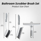 3 Pack Heavy-Duty Scrub Brush Set, Grout Brush, Shower Squeegee, Shower Cleaning Brush with Non-Slip Grip and Stiff Bristles Scrub Brushes for Cleaning Bathroom, Kitchen, Tile, Grout, Tub, Floor, Sink