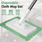 Disposable Dust Mop with 4 Reusable Cloths, Flat Mop with Disposable Pads, 39" Long Handle Wet and Dry Mopping Sweeper Stick with Locking Head & Sweeping Cloths for Multi Surface Floor Cleaning